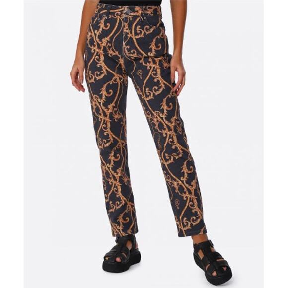 New ~ GANNI ~ Women's Organic Rope Print Jeans Size 27 - Picture 1 of 9